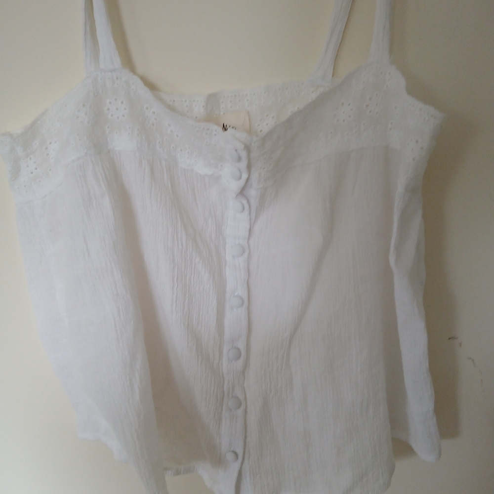 Love Notes White Eyelet Button-Front Camisole